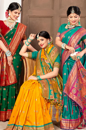 Dark Green Paithani Saree