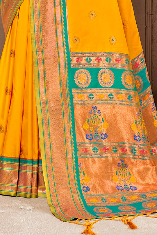 Canary Yellow Paithani Saree
