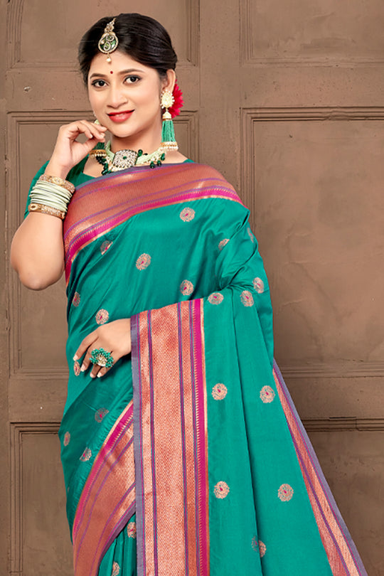 Ocean Blue Paithani Saree