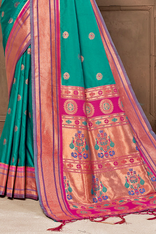 Ocean Blue Paithani Saree