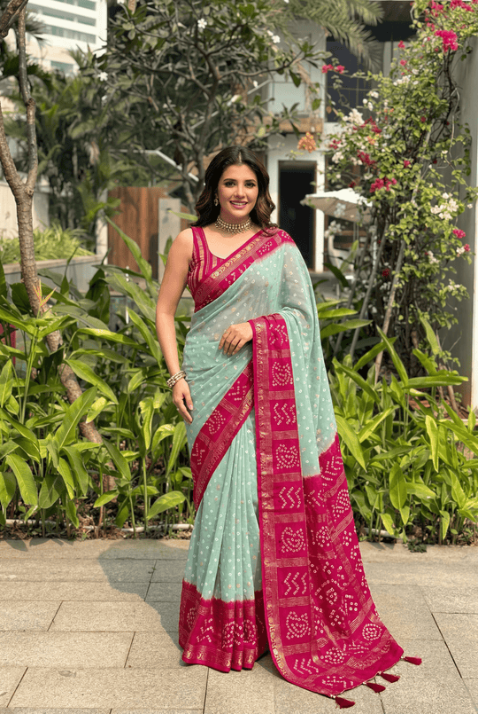 Bandhani Printed Georgette Saree