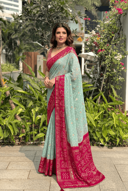 Bandhani Printed Georgette Saree