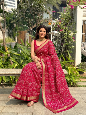Printed Woven Cotton Saree