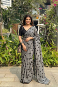 Printed Cotton Linen Saree