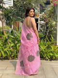 Floral Printed Cotton Linen Saree