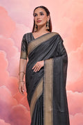 Black Cotton Saree With Blouse Piece