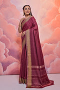 Maroon Cotton Saree With Blouse Piece