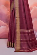 Maroon Cotton Saree With Blouse Piece