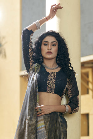 Deep Grey Organza Saree