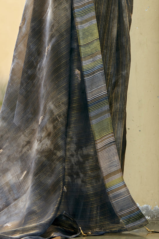 Deep Grey Organza Saree