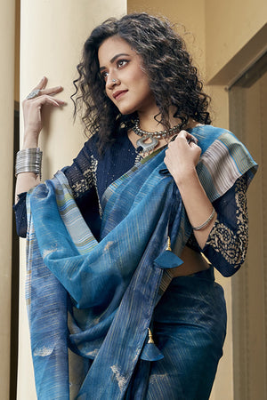 Indigo Blue Organza Saree