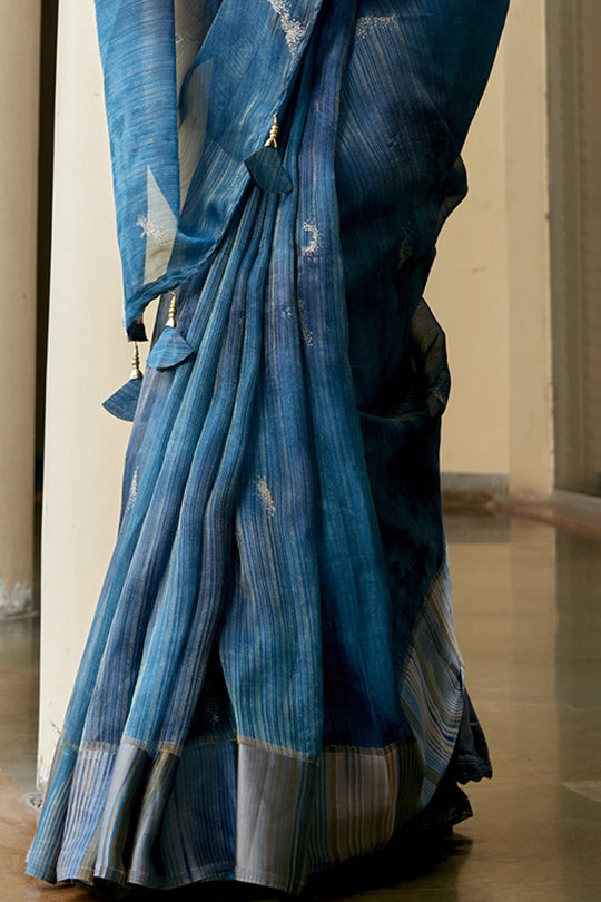 Indigo Blue Organza Saree