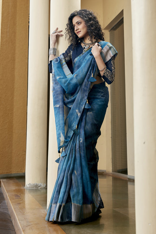 Indigo Blue Organza Saree