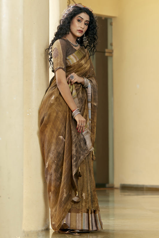 Brasso Green Organza Saree