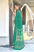 Teal Green Bagru Block Print Mulmul Cotton Sarees Saree With Blouse Piece
