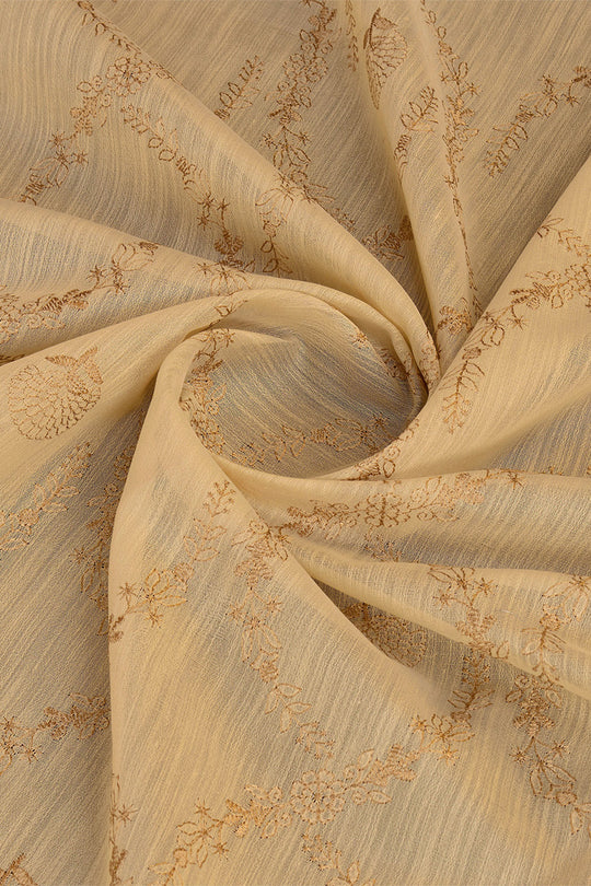 Beige Linen Blend Silk Saree With Blouse Piece