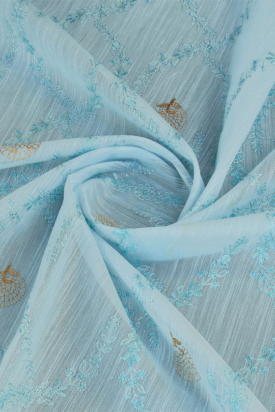 Blue Linen Blend Silk Saree With Blouse Piece