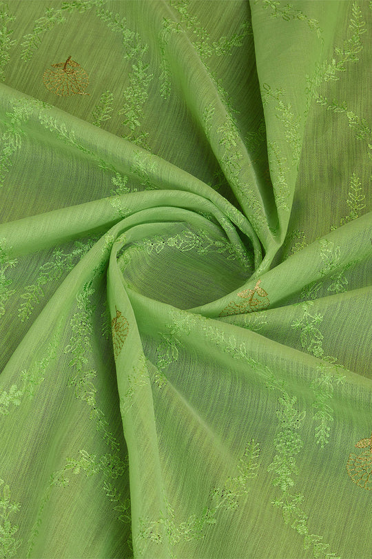 Green Linen Blend Silk Saree With Blouse Piece