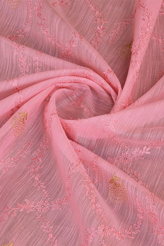 Pink Linen Blend Silk Saree With Blouse Piece