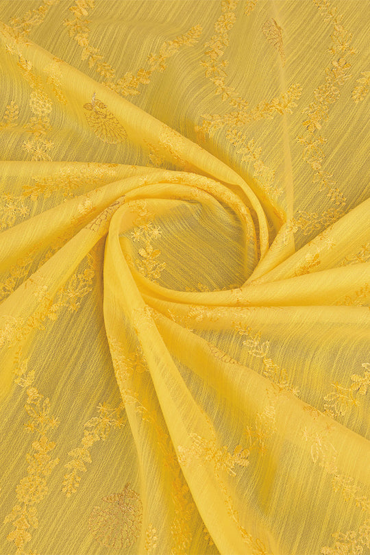 Yellow Linen Blend Silk Saree With Blouse Piece