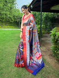 Voilet Paithani Silk Saree With Blouse Piece
