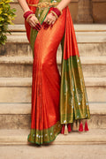 Red Kanjiveram Silk Saree With Blouse Piece