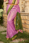 Pink Kanjiveram Silk Saree With Blouse Piece
