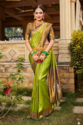 Green Kanjiveram Silk Saree With Blouse Piece