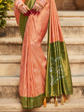 Beige And Green Kanjivaram Saree