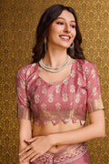 Rust Silk Saree With Blouse Piece