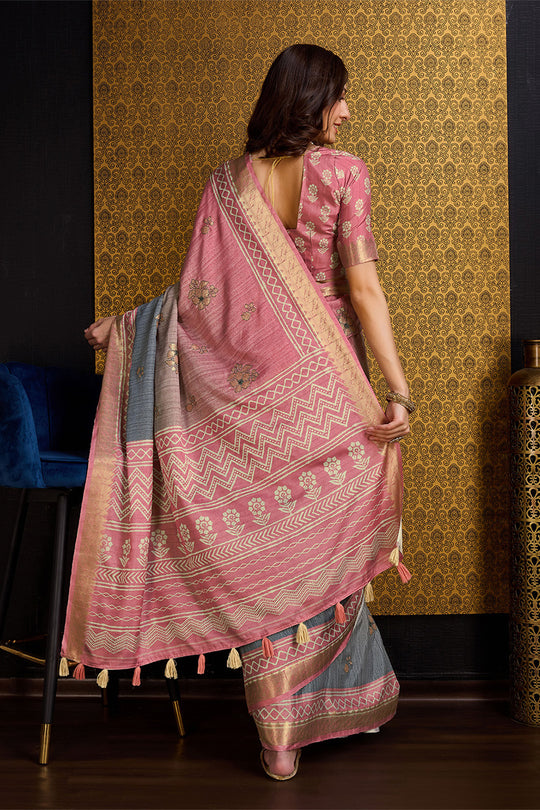 Rust Silk Saree With Blouse Piece