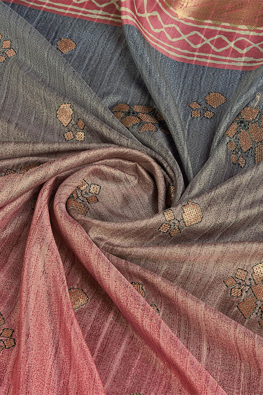 Rust Silk Saree With Blouse Piece