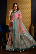 Pink Silk Saree With Blouse Piece