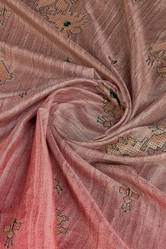 Pink Silk Saree With Blouse Piece