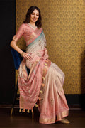 Peach Silk Saree With Blouse Piece