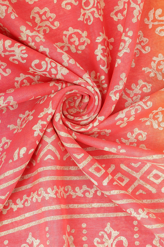 Peach Dola Silk Saree With Blouse Piece