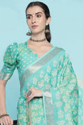 Teal Dola Silk Saree With Blouse Piece