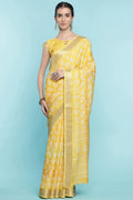 Yellow Dola Silk Saree With Blouse Piece
