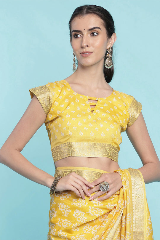 Yellow Dola Silk Saree With Blouse Piece
