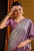 Purple Tussar Silk Saree With Blouse Piece