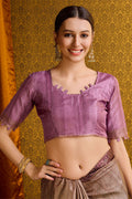 Purple Tussar Silk Saree With Blouse Piece