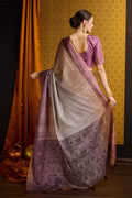 Purple Tussar Silk Saree With Blouse Piece