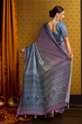 Blue Tussar Silk Saree With Blouse Piece