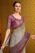 Brown Tussar Silk Saree With Blouse Piece