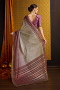 Brown Tussar Silk Saree With Blouse Piece