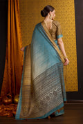 Sea Green Tussar Silk Saree With Blouse Piece