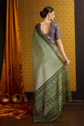 Green Tussar Silk Saree With Blouse Piece