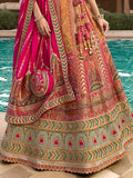 Hot Pink Banarasi Silk Lehenga