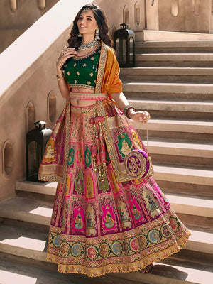 Multicolor Banarasi Silk Lehenga