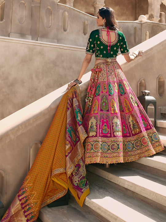 Multicolor Banarasi Silk Lehenga